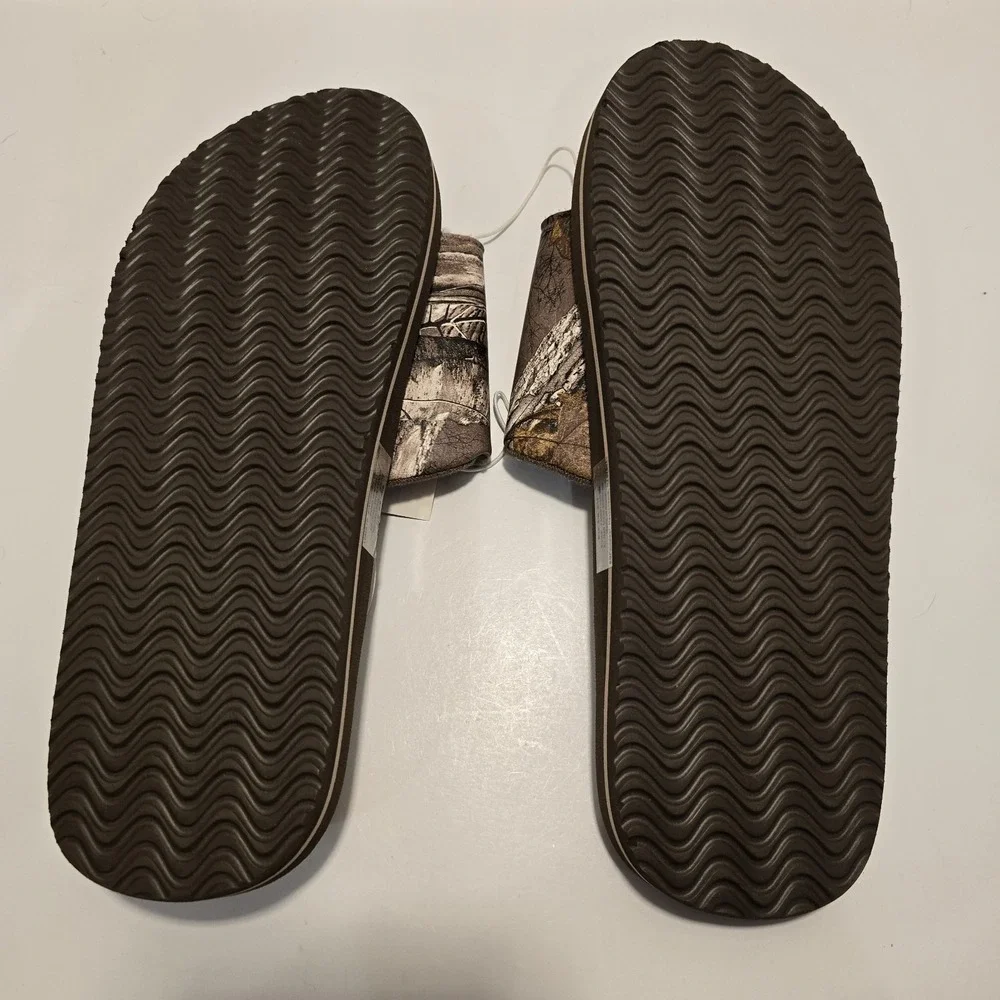 Real Tree Xtra Edge Slide Sandal‎ Slip On S/M 9/10 Natural Camouflage Buck Head